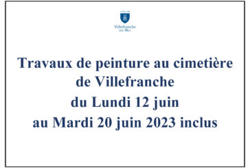 Travaux de peinture au cimetière de Villefranche du Lundi 12 juin au Mardi 20 juin 2023 inclus (y compris le samedi 17 juin)