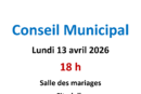 Conseil municipal du lundi 13 avril 2026
