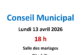 Conseil municipal du lundi 13 avril 2026